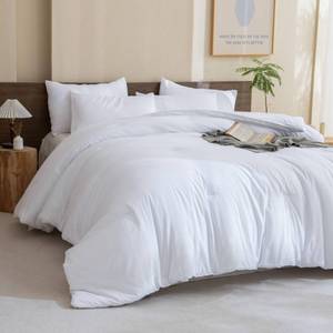 lot 11107 image: Paxrac Classic Pure White Comforter Queen Size, 3 Pieces Boho Comforter Set, Lightweight Solid Bedding Set, All Seasons Soft Breathable Queen Comforter Set (90x90In Comforter & 2 Pillowcases)
