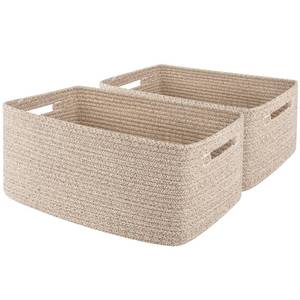 lot 11108 image: OIAHOMY Storage Basket for Shelves, Closet Cube Storage Bins Baskets for Clothes Blanket Towels, Baby Nursery, Toy Baskets Box, Woven Rope Basket, 17.7212.997.87 IN, 2 Packs Brown
