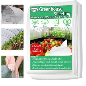 lot 11117 image: Xstronq 6.5FTx10FT Greenhouse Plastic Sheeting, 6 Mil Thick Clear Polyethylene Film, Waterproof Wind Frost Dust UV Resistant Green House Plastic Covering for Outdoor Plant, Garden, (6.5ft x 10ft)
