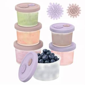 lot 11118 image: btrfe Silicone Baby Food Containers with Date-Tracking Lids, 6-Pack Reusable Snack Containers Food Storage Jars for Infants, Microwave, Dishwasher & Freezer Safe, 3 Sizes