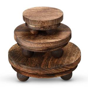 lot 11132 image: Amyhill 3 Pcs 543 Inch Wooden Risers for Display Wood Pedestal Stand Mini Tray Stand Round Wooden Pedestal Holder Rustic Buffet Cake Riser for Decor Tiered Tray Decor Home Kitchen(Brown)