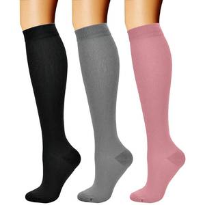 lot 11135 image: CHARMKING Compression Socks for Women & Men Circulation (3 Pairs) 15-20 mmHg is Best Athletic for Running, Flight Travel, Support, Cycling, Pregnant - Boost Performance, Durability (LXL,Multi 55)
