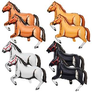 lot 12323 image: 8 Pieces 30 Inches Inflatable Horse Balloons Aluminum Foil Blow up Horse Party Decoration Western Themed Balloons for Cowboy Birthday Baby Shower Race Day, Brown Yellow Black White