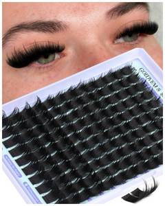 lot 12324 image: Wispy Lash Clusters with Spikes Salon-Like Eyelash Clusters DIY D Curve Cluster Eyelash Extensions Full Spiky Individual Lashes Cluster by Goddvenus (10-16mm 130Pcs)