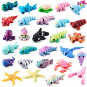 lot 12337 image: JOYIN 28PCS Valentines Day 7-Design Gift Cards with 3D Printed Animals, Mini 3D Printed Ocean Animals for Kids Valentine��s Party Favor, School Exchange, Game Prizes