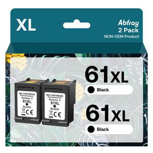 lot 12340 image: 61XL Black Ink Cartridge for HP Ink 61 XL Replacement for HP61 HP61XL 2 Pack for Envy 4500 5530 4502 4501 5535 OfficeJet 4630 4635 DeskJet 3050 3510 2540 2542 1000 1010 Printer(2 Black High Yield)