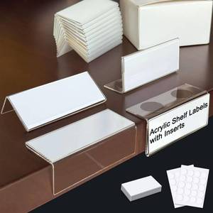lot 12344 image: ChanQnTon Acrylic Shelf Labels,L-Shape Book Shelf Labels,Price Tags,Sign Holder,Display Stand.20Pack 1.25x3.15inch with Paper Inserts&Double Sided Sticky Dots.for Library,School,Home,Office,Store
