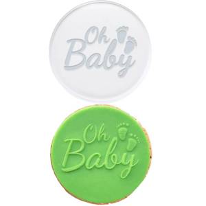 lot 12347 image: Happy Birthday Shower Fondant Stamp Embosser, Premium 3D Raised Design Cookie Stamp Clear Round Fondant Stamp for Cupcakes Cookies Biscuits Sugarpaste Fondant Topper Cookie Debosser
