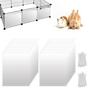 lot 12363 image: Kifmurase 18PCS Pet Cage Liner Protection, 10.2 x 5.8 inch Clear Cage Urine Guard Accessories, Anti-Chew Edge Liner Panels for Rabbit Guinea Pig Hamster Hedgehog, Side Lining Habitat Cages Protector