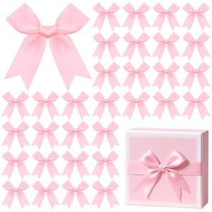 lot 12368 image: 60 Pcs Pink Bows 3.3 Inch Pink Satin Ribbon Bows for Gift Wrapping, Party Decorations, Wedding Decor, Christmas, Crafts, Sewing