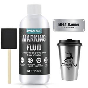 lot 12371 image: WANJAO Laser Marking Spray, Marking Powder Enhanced Engraving with Sponge Brush Water Based Safe Low Odor Fast Drying Suit for Metal, Wood, Glass 150ml(Missing Sponge)