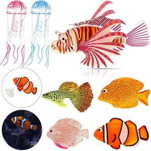 lot 12374 image: Weewooday 7 Pieces Artificial Fish Colorful Fake Fish Glowing Effect Aquarium Decor Floating Ornament for Tank Decoration(Classic Color)