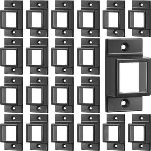 lot 12382 image: Zonon 20 Pcs 1 x 1 Black Aluminum Fence Brackets Standard Wall Mount for Rails Double Flange Metal Square Residential Black Flat Fence Brackets for Fencing Railing Mounting