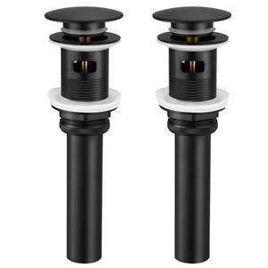 lot 13923 image: KES Bathroom Sink Drain with Overflow, Matte Black Pop Up Drain 2 Pack for Vanity Vessel Sink, All Metal Bathroom Sink Stopper, T304 Stainless Steel and Brass, S2008A-BK-P2-KES