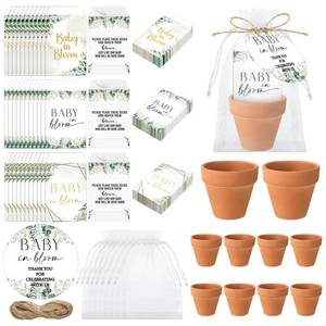 lot 13941 image: Reallnaive Baby Shower Party Favors Baby in Bloom Envelopes Seed Packets Include 24 Mini Terracotta Pots Seed Packets 24 Self Adhesive Envelopes Thank You Tags Gifts for Party(Greenery)