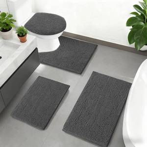 lot 13943 image: Grey Bathroom Rugs Sets 4 Piece with Toilet Lid Cover, Non Slip Bathroom Mats Extra Soft Chenille Bath Rug Absorbent Shaggy Rugs Perfect Plush Mats U-Shaped Toilet Rug and Toilet Cover Toilet