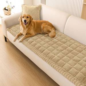 lot 13945 image: Smiry Non Slip Couch Covers for Dogs, Fuzzy Pet Couch Covers for 2-3 Cushion Sofa Pet Friendly, Soft Sofa Slipcovers Cushion Furniture Protector Washable (Khaki, 27.6 x 59)
