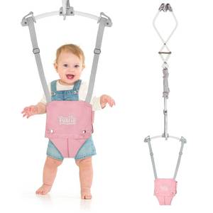 lot 13947 image: FUNLIO Baby Door Jumper for 6-24 Months (with Door Clamp), Baby Jumper Doorway with Strong Spring & Adjustable Strap, Portable Infant Baby Bouncer, Bearing 40 Lbs, CPC & CE Certified-Pink