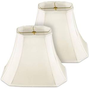 lot 13948 image: Glooglitter Set of 2 Bell Lamp Shade 6.25 x 8 Top 11 x 16 Bottom 12 High (Spider) Rectangle Cut Square Replacement Vintage Silk Lampshade for Table Floor Living Room Bedroom (White)