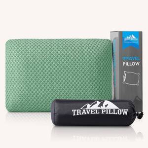 lot 13959 image: PEUJEW Travel Pillow Memory Foam Pillows, Camping Pillow-Compressible Medium Firm, Breathable Cover, Ideal Backpacking Hiking, Bed Pillows, Airplane and Car (Green, L)