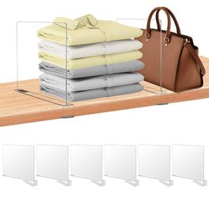 lot 13964 image: xydstay 6 Pack Clear Acrylic Shelf Dividers for Closet Organization, Purse Organizers for Closet, Clothing Dividers, Handbag Organizers for Shelves in Bedroom and Office