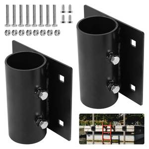lot 13967 image: Cskunxia 2Pcs Side Leg Pipe Holder, Dock Edge Stationary, Floating Docks Leg Holder, Dock Hardware, 716 Mounting Holes,Black