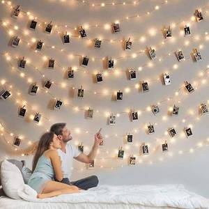 lot 14040 image: Photo Clip String Light - 33Ft 100LED Fairy Lights with Clips for Pictures With Timer, Photo Light with 50 Clear Clips for Bedroom Christmas Wedding D�cor