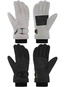 lot 14047 image: Wenouy 2 Pairs Kids Winter Snow Gloves Waterproof Windproof Warm Fleece Boys Girls Ski Gloves Outdoor Cold Weather, Solid Black, Solid Gray, 8-12 Years