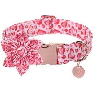 lot 14062 image: UP URARA PUP Valentine Dog Collar with Flower, Heart Flower Collar for Puppy Girl Boy Dog or Cat, Comfortable Dog Collar Flower with Durable Metal Buckle, Cute Pet Collar, M, Neck 13.5-22in