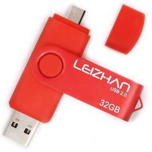 lot 14075 image: LEIZHAN 32GB OTG USB Flash Drive Red USB 2.0 Pen Drive Gift Suitable for Android Smart Phone System 4.5 Above