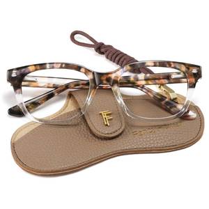 lot 14083 image: FancyFlower Square Reading Glasses for Women - Amber Mist - Honey Crystal 2.25x Readers