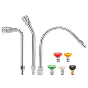 lot 14085 image: EZALOR Pressure Washer Extension Wand-30°, 90°, 120° Gutter Cleaner Attachment Kit with 5 Nozzle Tips, 14 Quick Connect, High Power Washer Lance for Roof, Deck, Car, Gutters, 4000 PSI