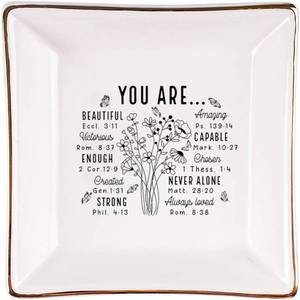 lot 14086 image: Baobeily Christian Gifts for Women �� Inspirational Trinket Dish Tray, Religious Catholic Spiritual Gifts Jewelry Plate with Bible Verse for Birthdays, Christmas