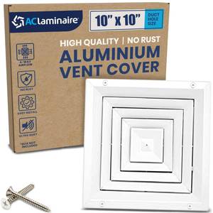 lot 14101 image: 10x10 Inch (Duct Opening) Air Vent Cover - 4-Way AC & Ceiling Register Vent Cover with Extruded Aluminum Core HVAC Ceiling Diffuser - Air Conditioner Grille with Opposing Blades Damper by ACLAMINAIRE