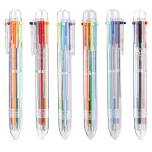 lot 14107 image: Multicolor Pen in One 0.5mm 6-in-1 Retractable Ballpoint Pens 6 Colors Multi Color Pen 6 Pack Transparent Barrel Ballpoint Pen for Office School Supplies Students Children Gifts for Kids Party Favors