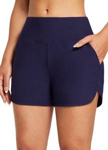 lot 14117 image: baleaf Womens 3 Swim Bottoms High Waisted Swimming Board Shorts Tummy Control Quick Dry Swimsuit with Pockets UPF 50 Dark Blue M
