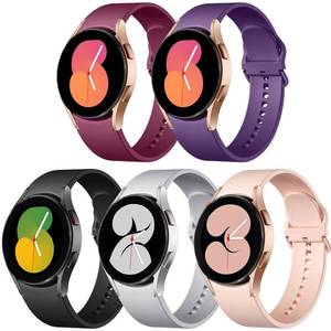 lot 14118 image: Lerobo 5 Pack Compatible with Galaxy Watch 7 6 5 4 Band 40mm 44mm Galaxy Watch 6 4 Classic Band 43mm 47mm 46mm 42mmWatch 5 pro 45mm,Active 2, 20mm Watch Band Soft Silicone Sport Women Men