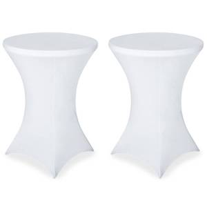 lot 14121 image: FestiCorp 2 Pack Spandex Table Cover, Cocktail Fitted Tablecloth, Round Highboy Stretch Table Covers Cloths for Party, DJ, Bar, Wedding, Birthday, Banquet, White, 30-32 Diameter x 40-43 Height