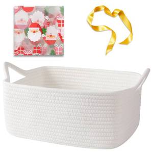 lot 14122 image: OIAHOMY Woven Basket, Gift Basket Empty with Gift Bags and Ribbons, Rope Baskets for Baby Showers, Storage Baskets with Handles for Nursery, Pet Toy Organizer - Christmas White