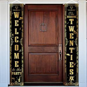lot 14123 image: Avezano Roaring 20s Party Decorations Roaring Twenties Welcome Party Porch Banner 1920s Retro Jazz Party Decorations Speakeasy Decorations Supplies