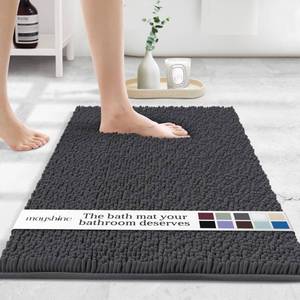 lot 14124 image: MAYSHINE Plush Shaggy Chenille Bath Mat  Extra Soft, Super Absorbent, Non-Slip Bathroom Rug  Fluffy Microfiber, Area Rug Sets for Bathroom Floor, Kitchen, Living Room  23x14  Charcoal Gray