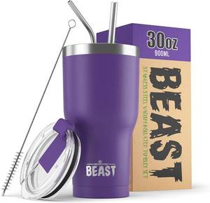 lot 14133 image: Beast 30 oz Tumbler Stainless Steel Vacuum Insulated Coffee Ice Cup Double Wall Travel Flask (Purple)