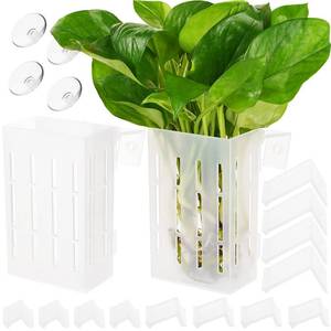 lot 14134 image: Borlech Upgraded Large Aquarium Plant Holder with Hooks and Suction Cups for Fish Tank Aquaponic Plant Cultivation and Aquascape Decorations (Semitransparent)