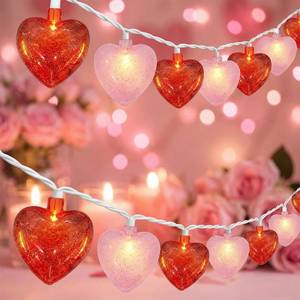 lot 14139 image: 8.5Ft Red and Pink Heart String Lights,10 LED 3D Glitter Hearts Plug in Fairy Heart Shape Lights,Connectable Valentines Day Decorations for Bedroom,Window,Wedding,Anniversary,Indoor Outdoor