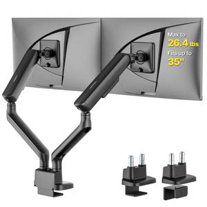 lot 15704 image: monTEK Dual Monitor Arm, Mechanical Spring Monitor Arm for 17-35 Screens, Adjustable Monitor Desk Mount Each Holds up to 26.4 lbs with C ClampGrommet Desk Mount, VESA 75100mm