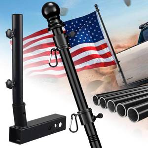 lot 15707 image: Truck Flag Pole with Hitch Holder �� 5FT Heavy Duty Flagpole Mount Kit for Tow Hitch, Dual Angle Mount, Long Protect Sleeve Windproof Design for Trucks, Jeep & Trailer,Black
