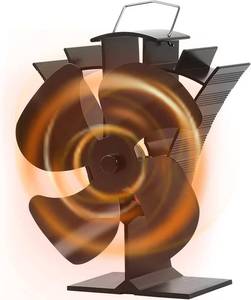 lot 15727 image: VODA Wood Stove Fan Small New Designed 4 Blades Heat Powered Fireplace Fan for Home WoodLog BurnerFireplace(Black)