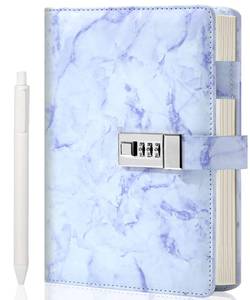 lot 16037 image: CAGIE Diary with Lock for Girls and Women, A5 Journal with Lock for 8 10 11 12 14 16 Year Old Girls Gifts Presents, 192 Pages Waterproof Journal for Girls Ages 8-12 with Pen Marble Diary, Purple