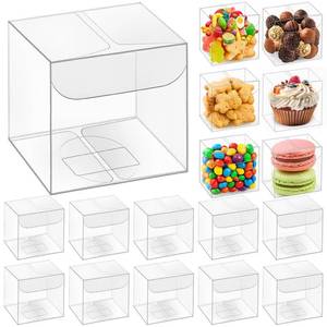 lot 16043 image: Eaasty 200 Pcs 2 x 2 x 2 Inch Clear Favor Boxes Small Transparent Candy Gift Box Plastic Treat Boxes Party Favor Cube for Packaging Containers Macaron Birthday Wedding Baby Shower