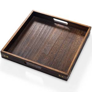 lot 16376 image: Yangbaga Serving Tray with Handles,1313Wood Decorative Tray for Living Room,Modern Coffee Table Tray,Square Large Serving Platters for Home Decor,Ottoman,Bed,Kitchen,Bathroom, Breakfast,Bar
